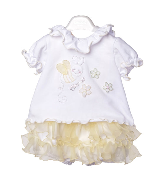 PRE ORDER - Bimbalo yellow tulle bee frilled romper