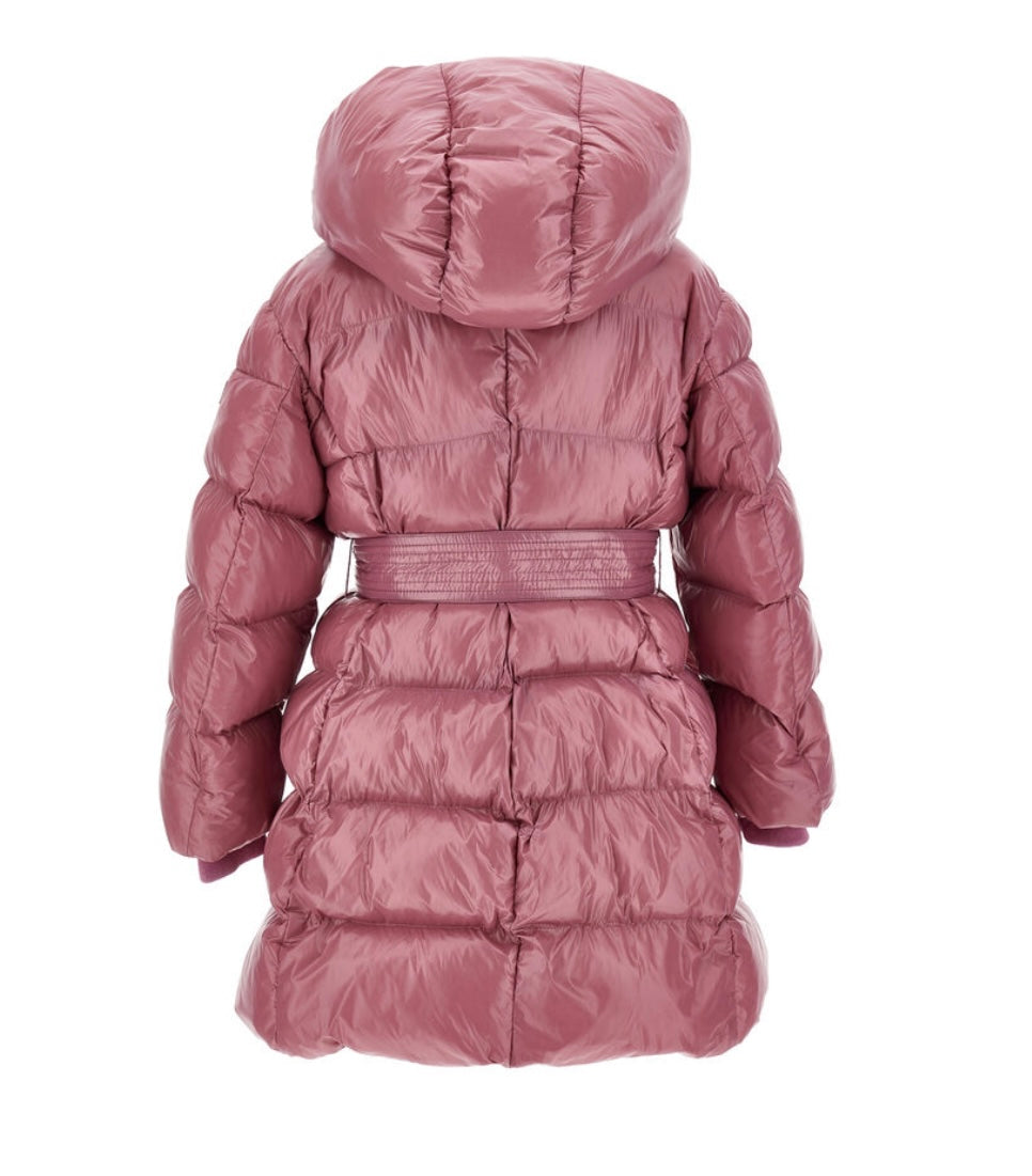 monnalisa pink belted puffer coat