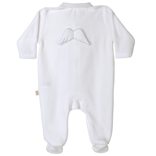 Baby gi white velour angel wing babygrow