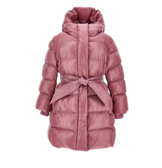 monnalisa pink belted puffer coat