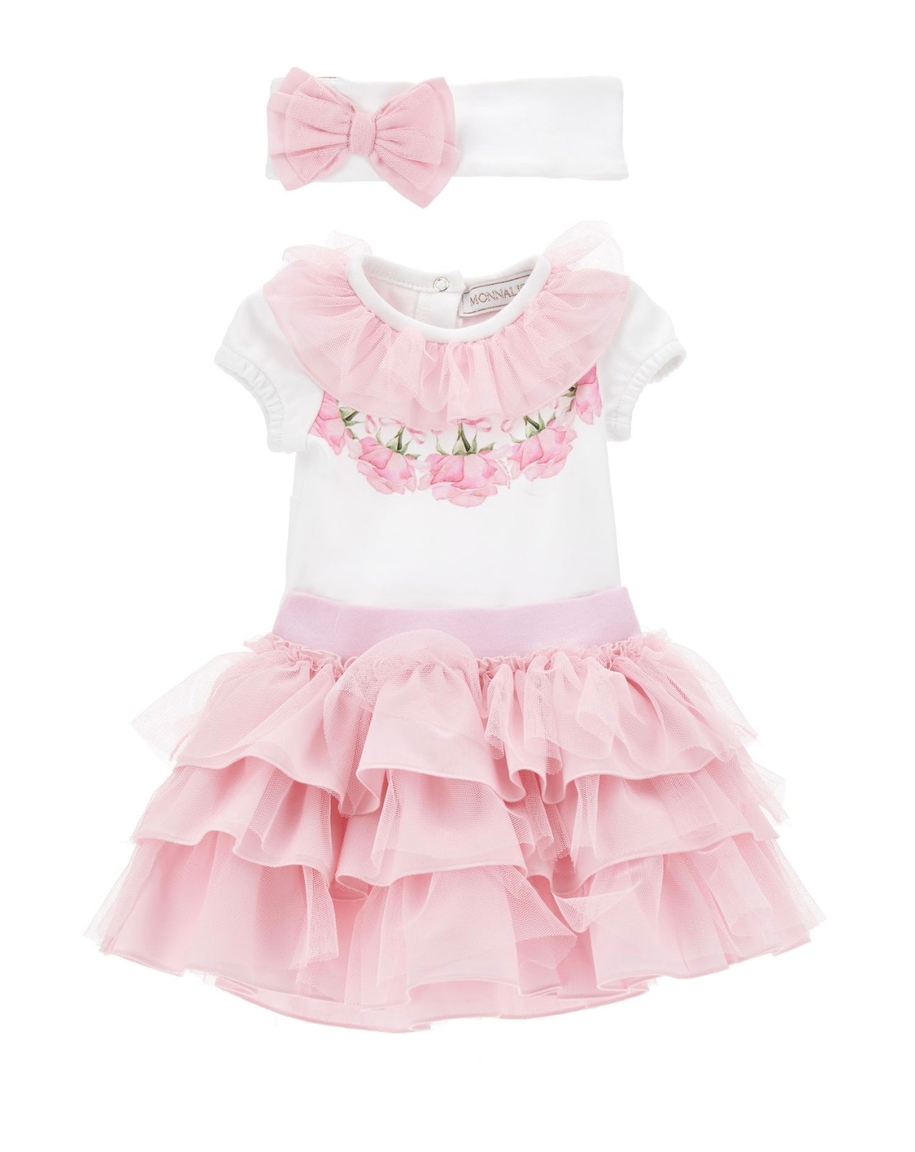 Monnalisa roses fairytail tulle skirt, body, & headband set