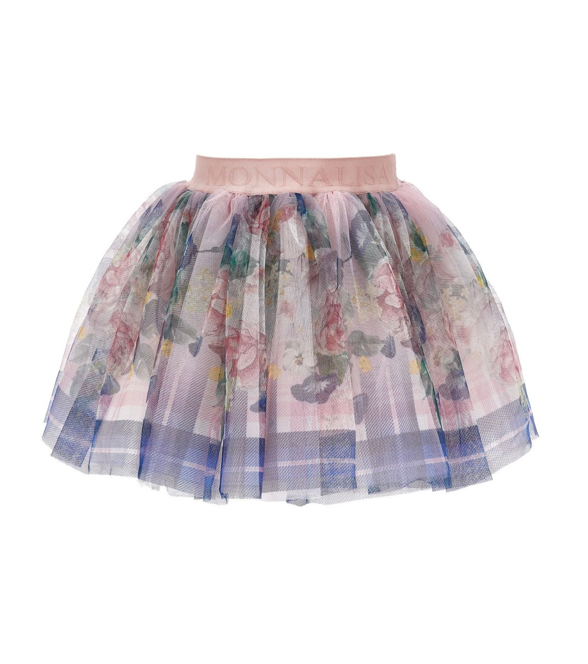 Monnalisa pink & blue roses tulle skirt set