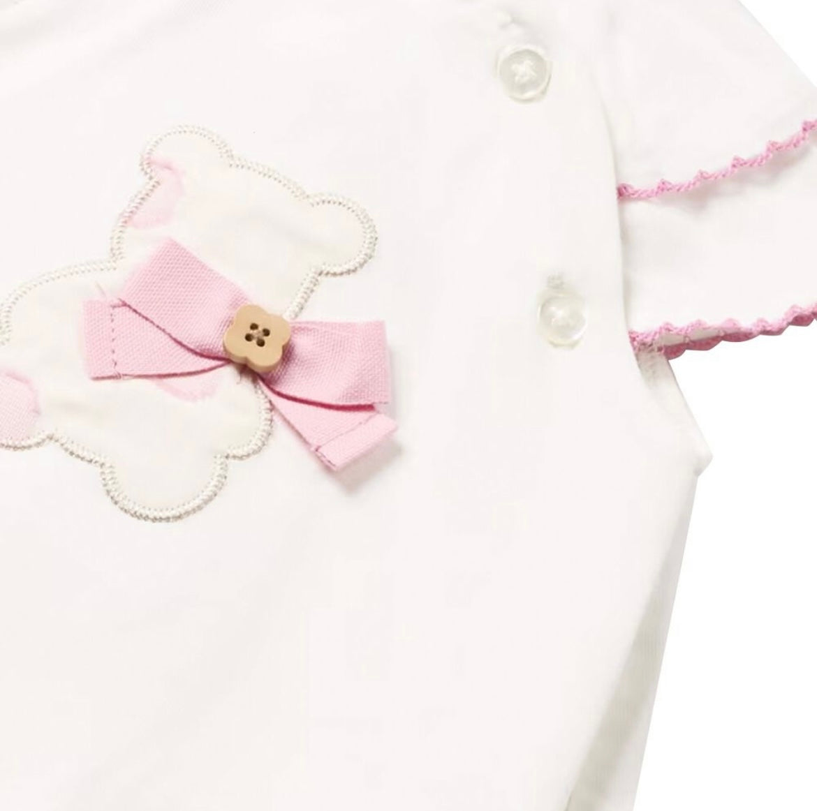 Mayoral girls white & pink teddy bear short set