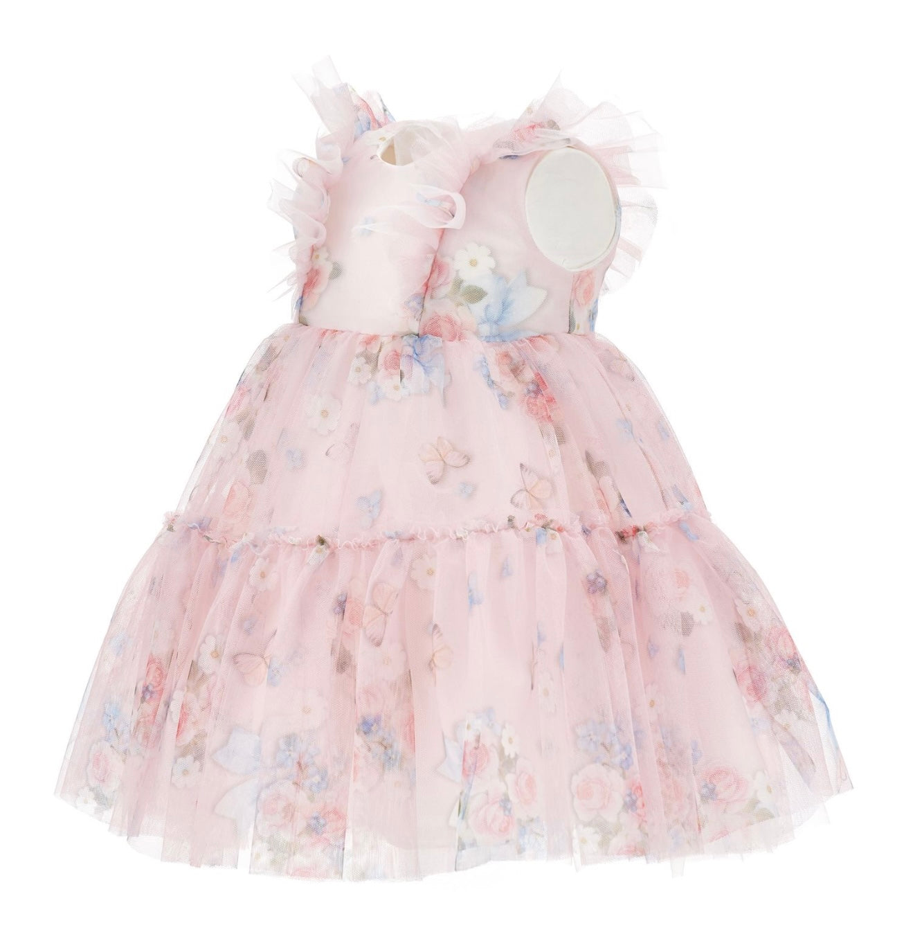 PRE ORDER - monnalisa pink floral tulle dress