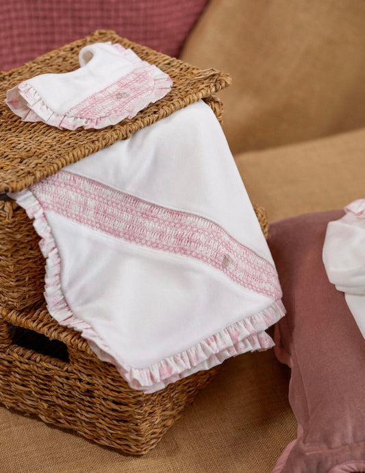 Deolinda pink toile print smocked blanket