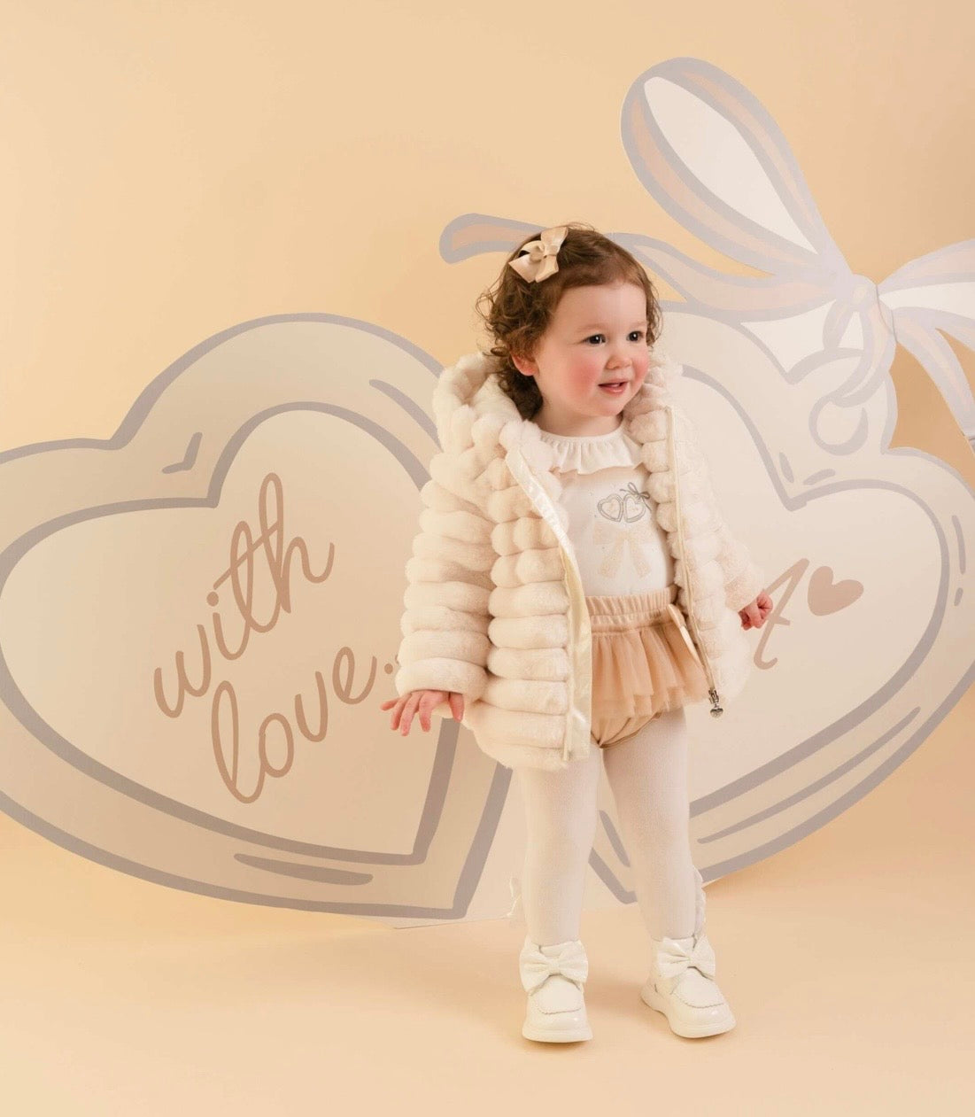 PRE ORDER - Little A Dixie ivory fur jacket