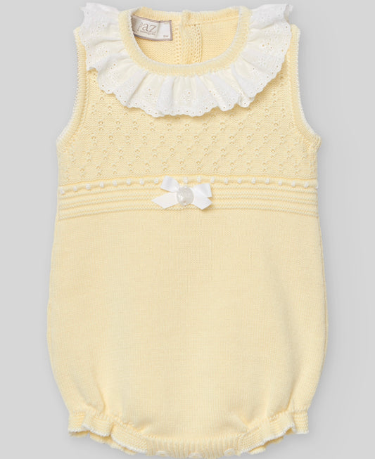 PRE ORDER - Paz yellow knit frilled romper