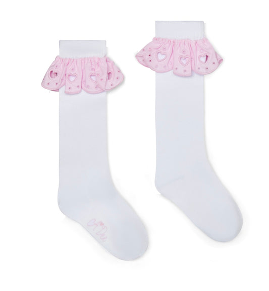 Adee ‘Rae’ white frilled knee high socks