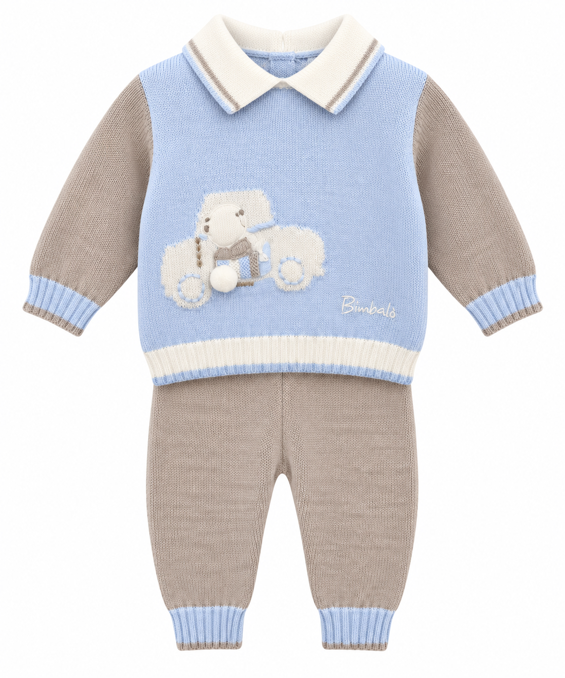 Bimbalo beige & blue knitted car legging set