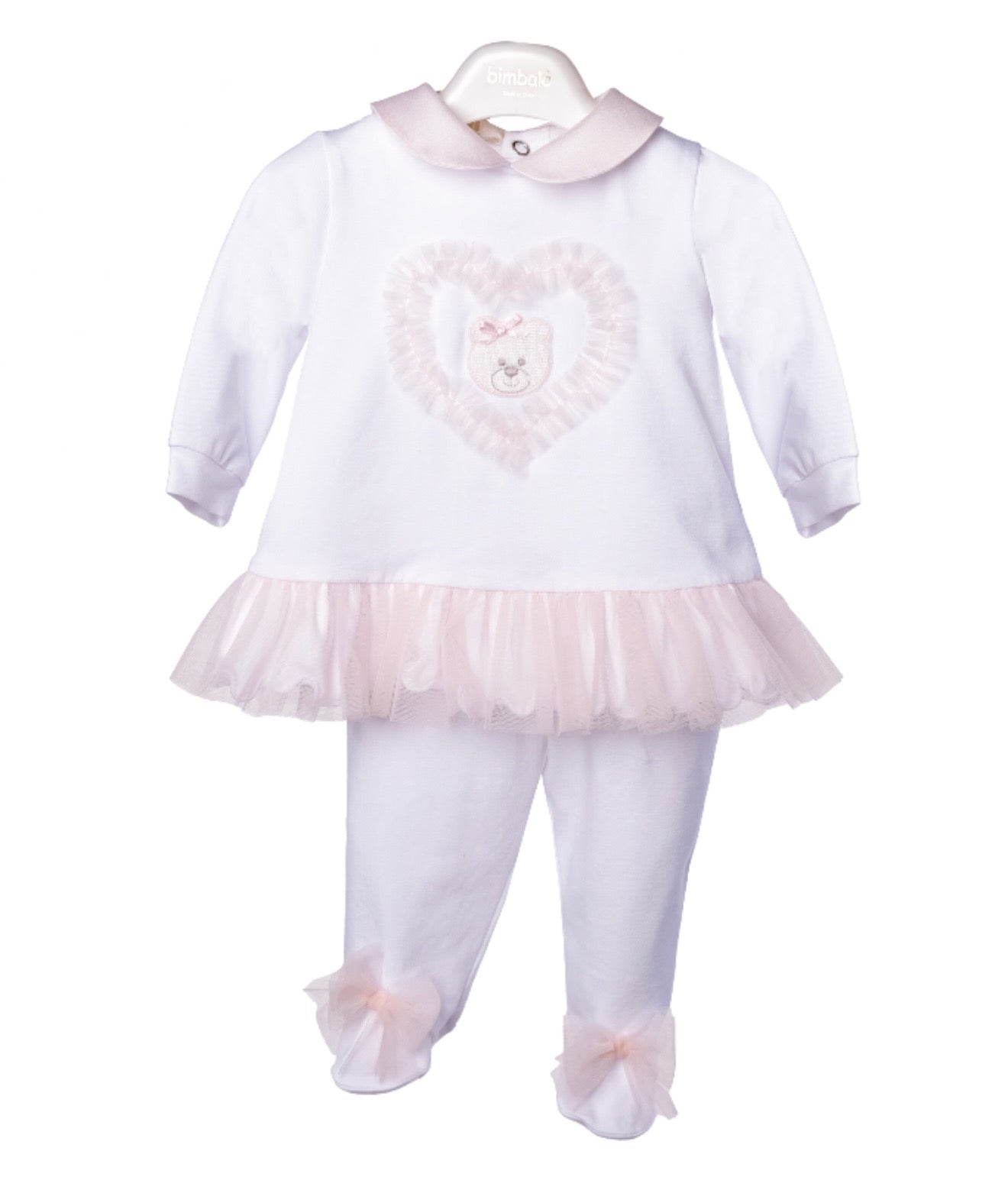 Bimbalo pink tulle Teddy cotton 2 piece set