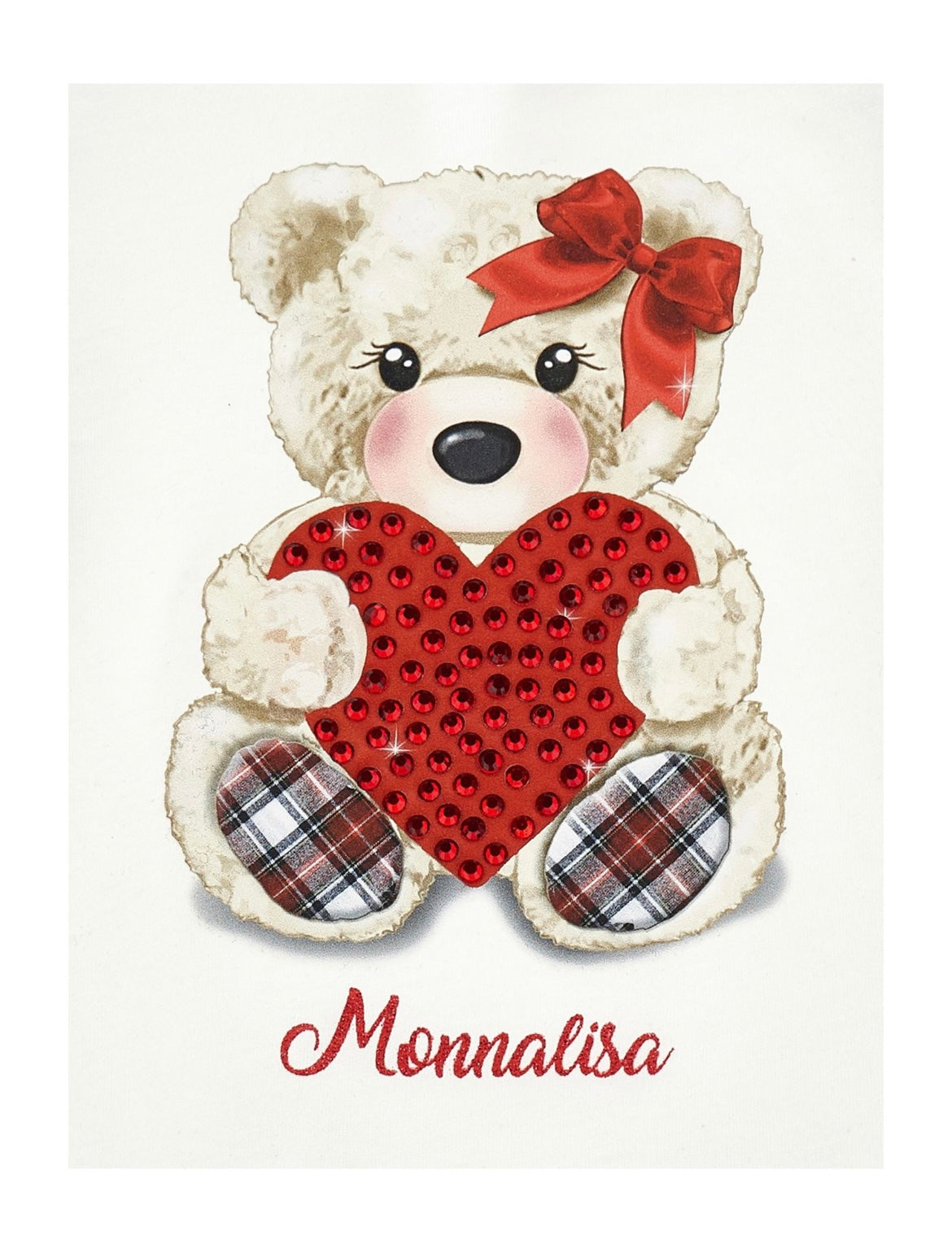 Monnalisa Teddy and tartan skirt set