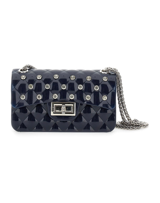 Monnalisa crystal embellished cross body bag - navy