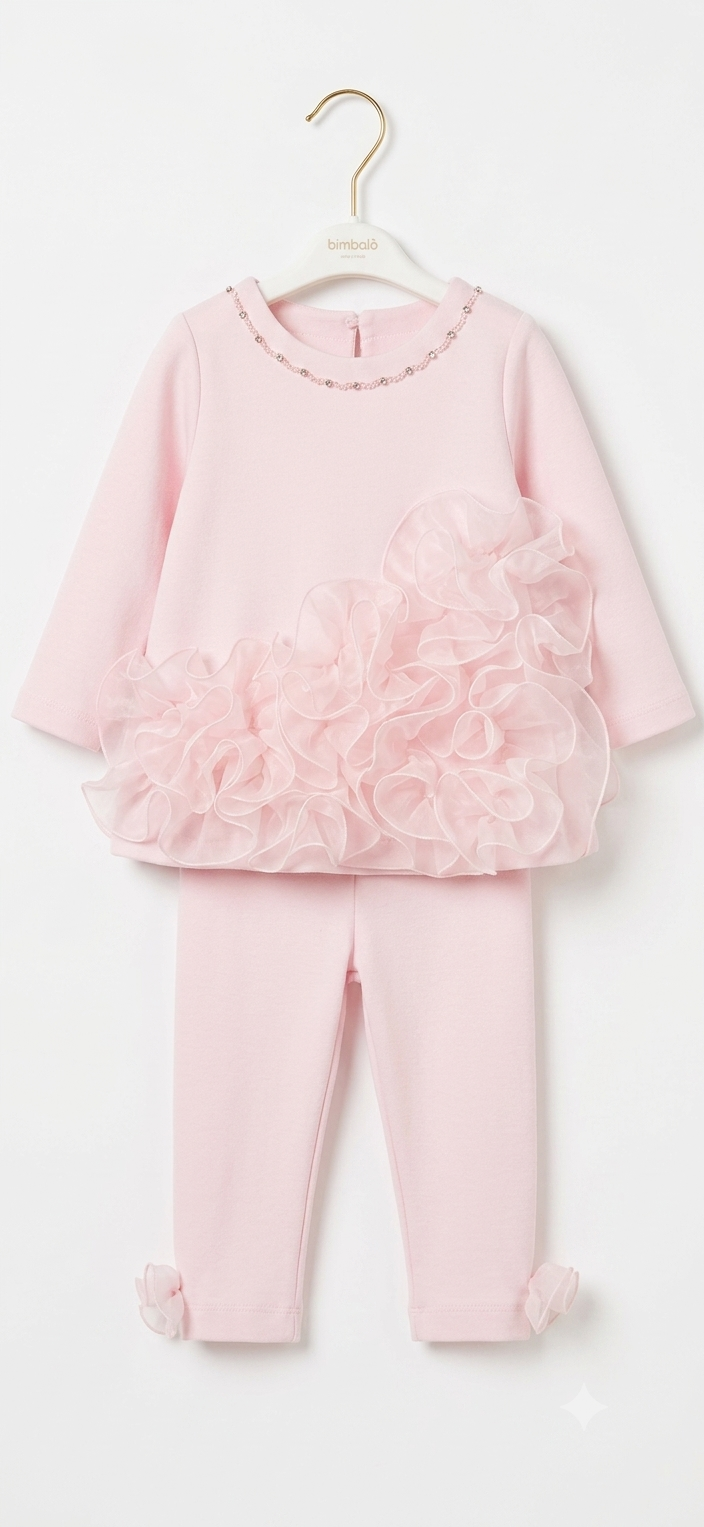 PRE ORDER - Bimbalo pink ruffle legging set