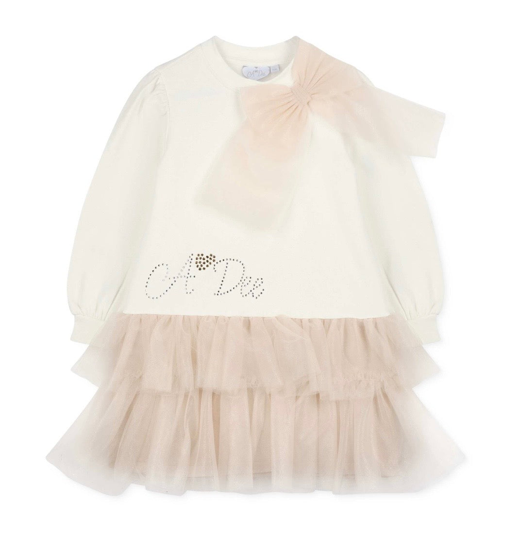 PRE ORDER - Adee Brandy beige tulle bow dress