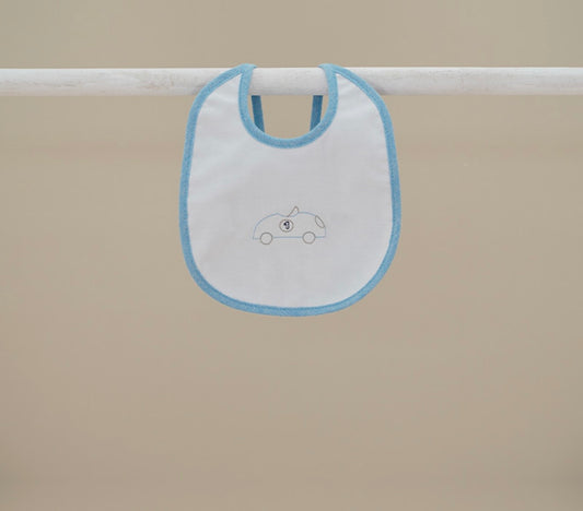 Ninnoah blue & white car bib