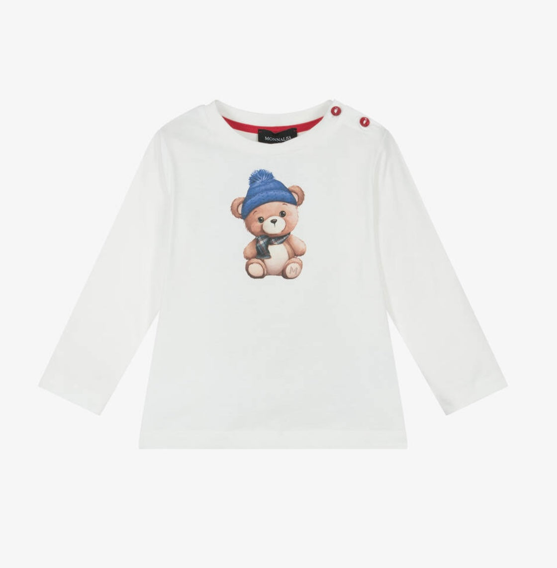 Monnalisa white cotton teddy bear T-shirt