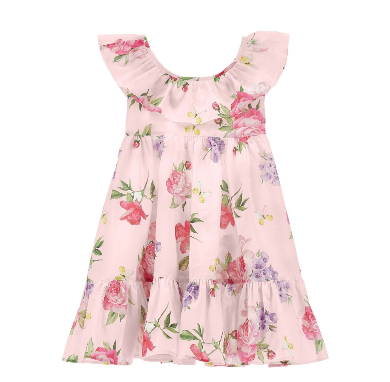 PRE ORDER - monnalisa pink & purple floral cotton sundress
