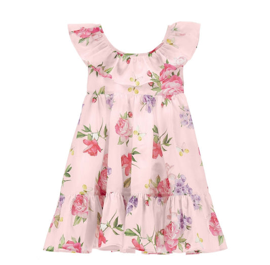 PRE ORDER - monnalisa pink & purple floral cotton sundress
