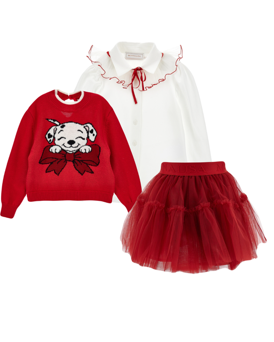 PRE ORDER - monnalisa 101 Dalmatian’s 3 piece tulle skirt set