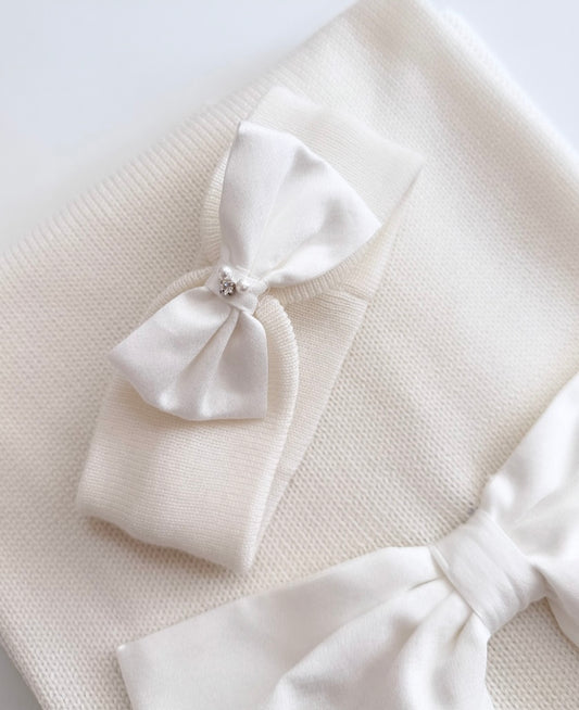 Bimbalo cream diamond bow knit headband