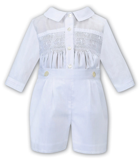 Sarah Louise white smocked bustier suit