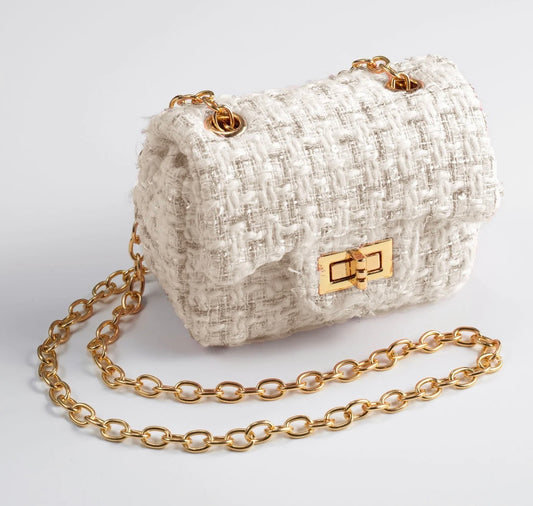 Rachel Riley cream tweed bag