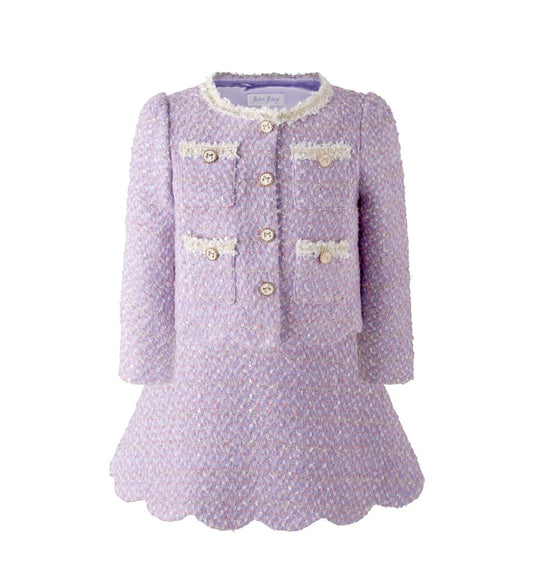 Rachel Riley purple tweed skirt set