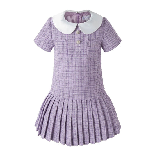 Rachel Riley purple tweed collared dress